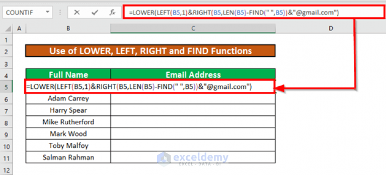 create-email-address-with-first-initial-and-last-name-using-excel-formula