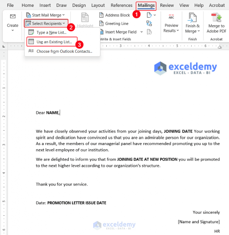 in mail merge date format change