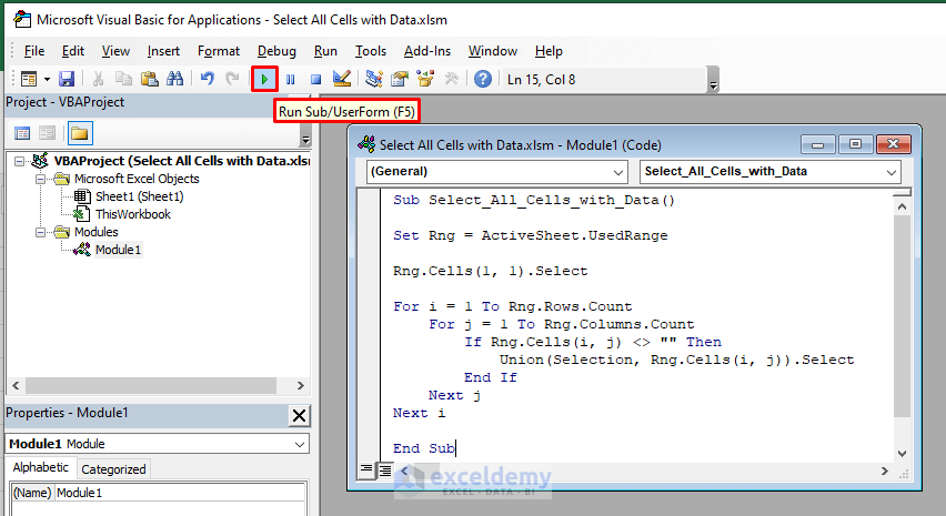 How To Select All Cells In Sheet Vba Printable Templates Free