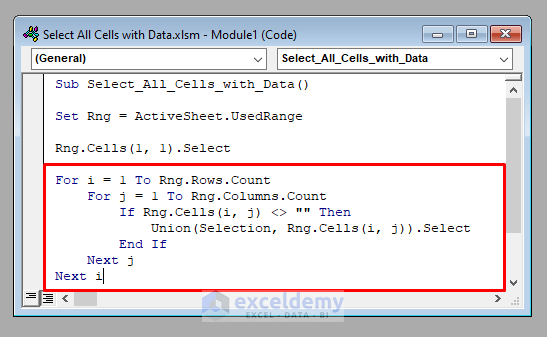 Excel VBA Select All Cells With Data ExcelDemy