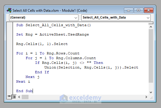 Excel VBA Select All Cells With Data ExcelDemy