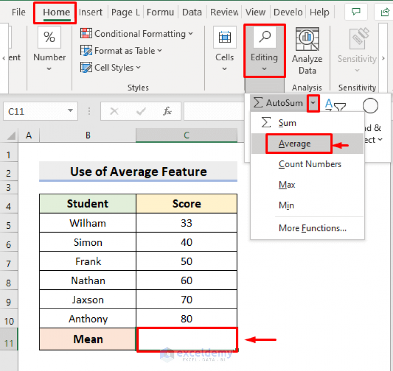 How to Find Mean of Frequency Distribution in Excel (4 Easy Ways)