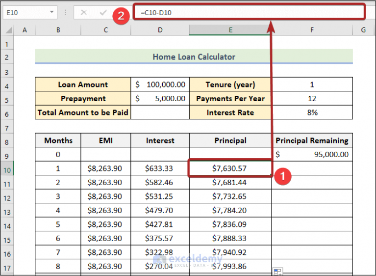 Home Loan Calculator Excel Sheet With Prepayment Option