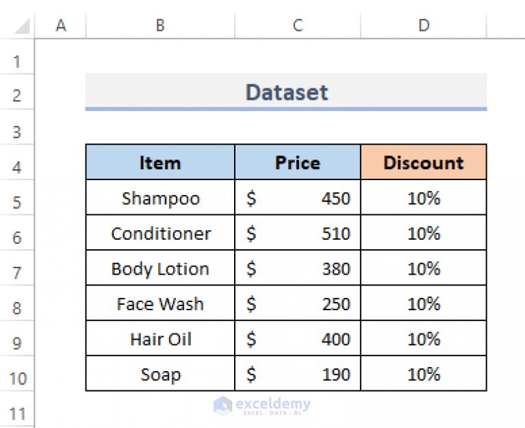  How To Calculate 10 Percent Discount In Excel With Easy Steps 