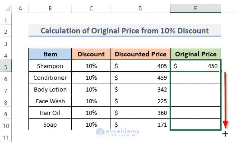 how-to-calculate-10-percent-discount-in-excel-with-easy-steps