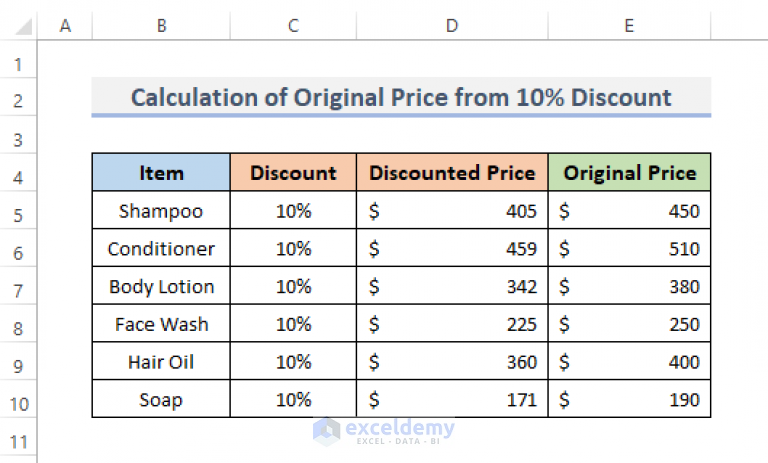 how-to-calculate-10-percent-discount-in-excel-with-easy-steps