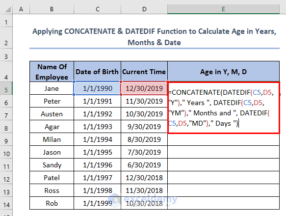 How To Calculate Age Between Two Dates In Excel 6 Methods 