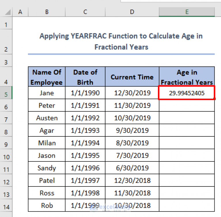 How to Calculate Age Between Two Dates in Excel (6 Useful Methods)