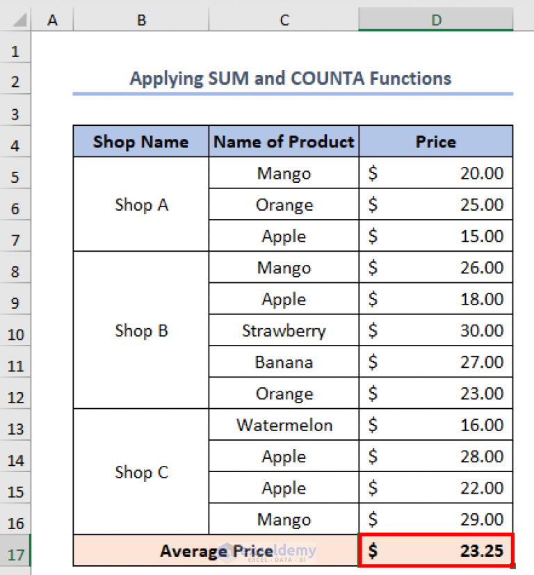 how-to-calculate-average-price-in-excel-7-useful-methods-exceldemy