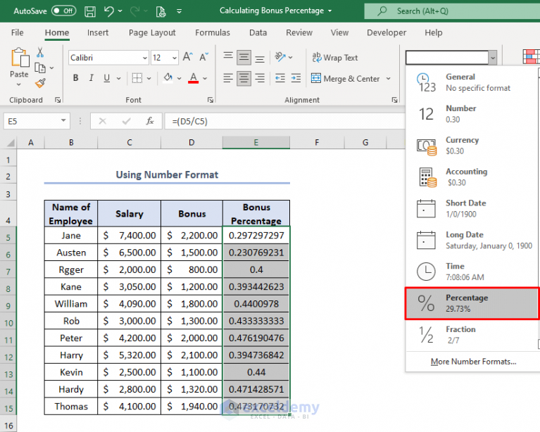 How to Calculate Bonus Percentage in Excel (Step-by-Step Guide)