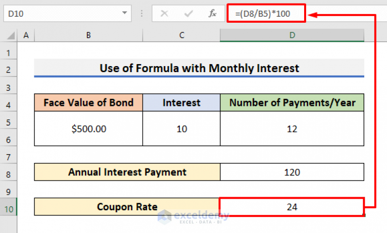 How to Calculate Coupon Rate in Excel (3 Ideal Examples) - ExcelDemy