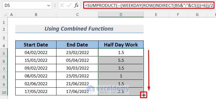  How To Calculate Half Day Leave In Excel 2 Effective Methods 