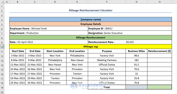 How To Calculate Mileage Reimbursement In Excel Step by Step Guide 