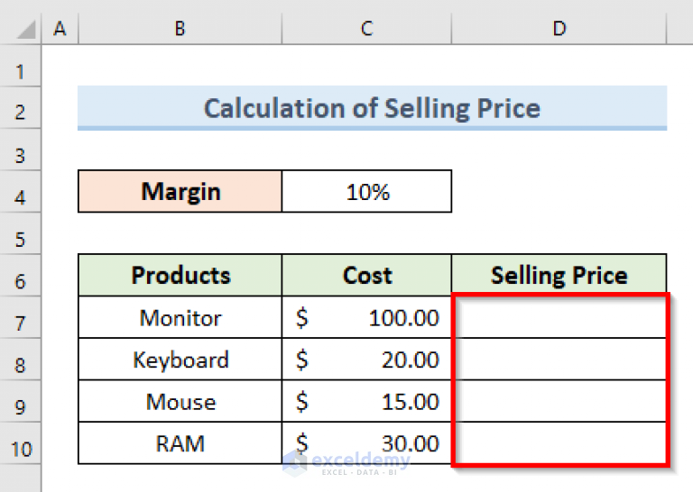 how-to-calculate-selling-price-from-cost-and-margin-in-excel-exceldemy