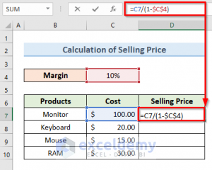 How to Calculate Selling Price from Cost and Margin in Excel - ExcelDemy