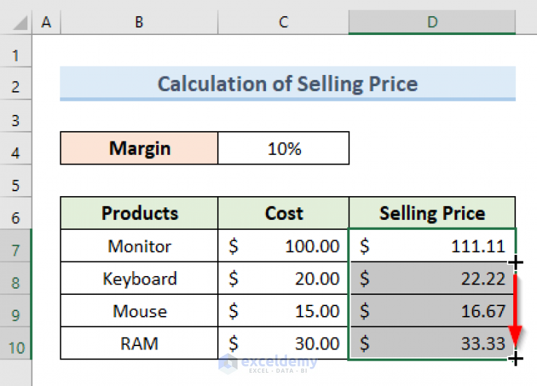 How to Calculate Selling Price from Cost and Margin in Excel - ExcelDemy