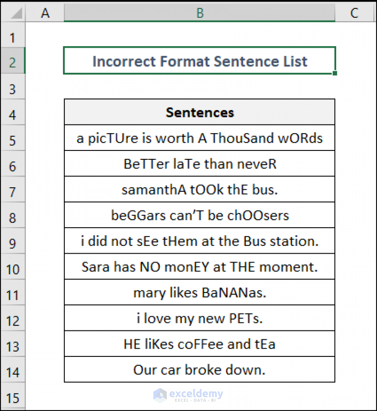 How To Change Sentence Case In Excel 6 Easy Methods ExcelDemy