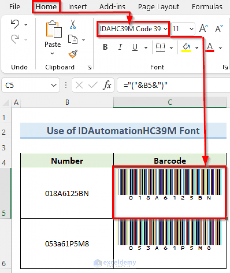 How To Create Barcode In Excel 3 Easy Methods ExcelDemy