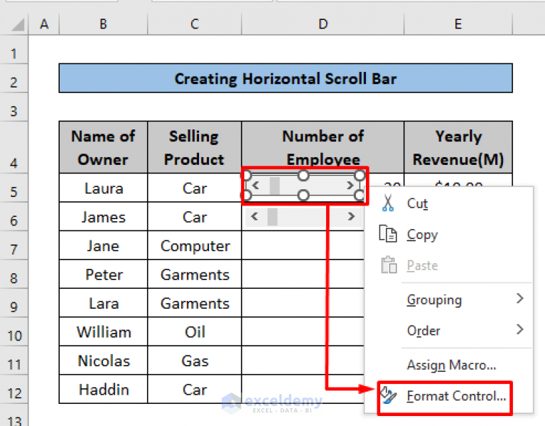 How to Insert Scroll Bar in Excel (2 Suitable Methods)