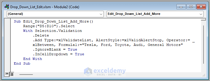 How To Edit Drop Down List In Excel Macro 4 Easy Methods ExcelDemy