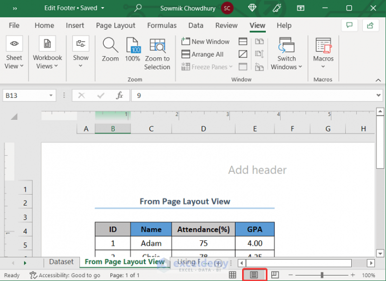 How to Edit Footer in Excel (3 Quick Methods) - ExcelDemy