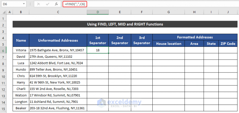 First Initial Last Name Email Address Excel