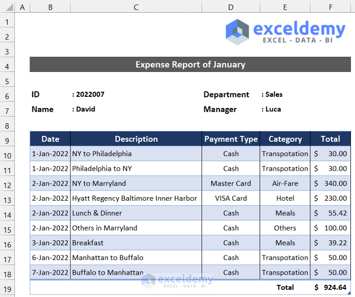  How To Make A Monthly Expense Report In Excel With Quick Steps 