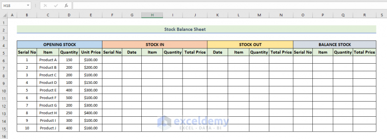 How to Make Stock Balance Sheet in Excel (with Quick Steps)