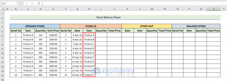 How to Make Stock Balance Sheet in Excel (with Quick Steps)