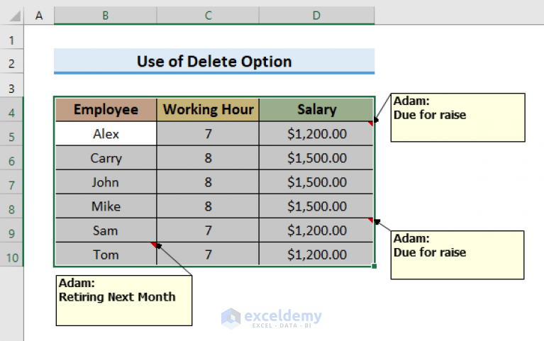 How To Remove Yellow Notes In Excel