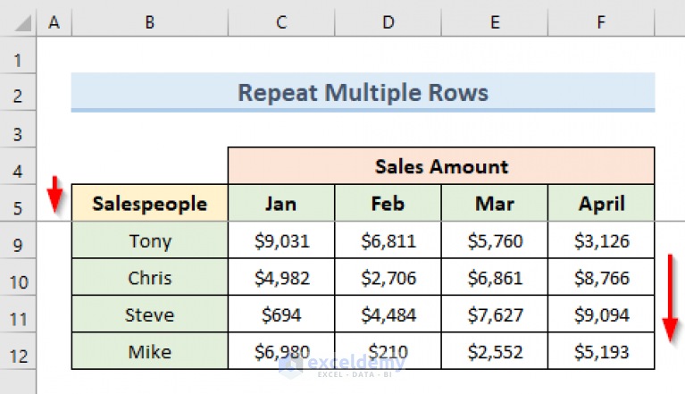 how-to-repeat-rows-in-excel-when-scrolling-6-suitable-ways