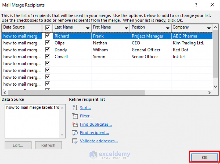 How To Mail Merge Labels From Excel To Word With Easy Steps 4147