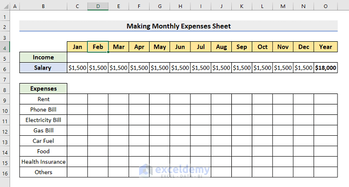 How To Make Monthly Expenses Sheet In Excel With Easy Steps 