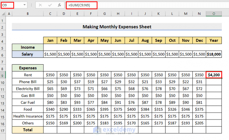 How to Make Monthly Expenses Sheet in Excel (With Easy Steps)