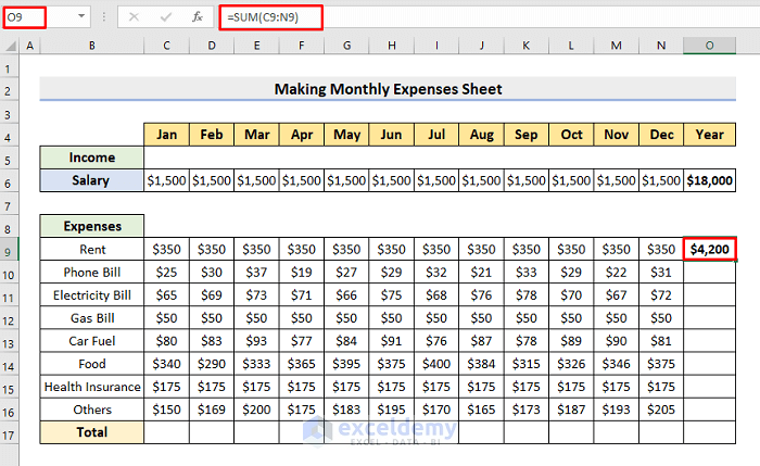 Home Expense Tracker Excel Template