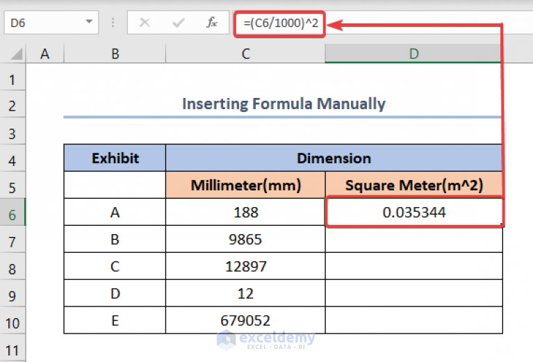 millimeter-mm-to-square-meter-formula-in-excel-2-easy-methods