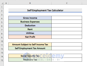 Self Employment Tax Calculator In Excel Spreadsheet (Create With Easy ...