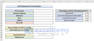 Self Employment Tax Calculator In Excel Spreadsheet (Create With Easy ...