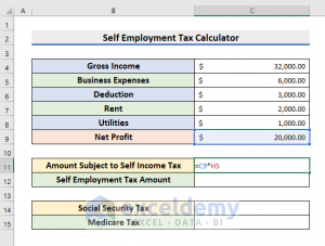 Self Employment Tax Calculator In Excel Spreadsheet (Create With Easy ...