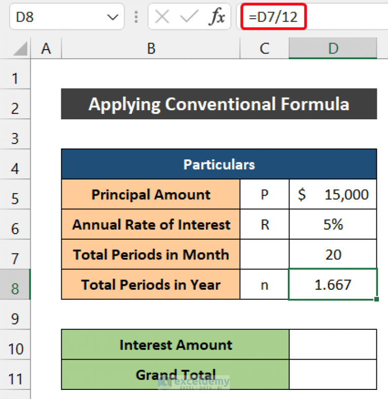 Simple Interest Loan Calculator Using Formula in Excel (2 Examples)