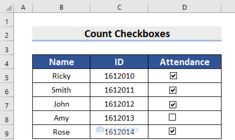 How To Count The Number Of Checkboxes In Excel