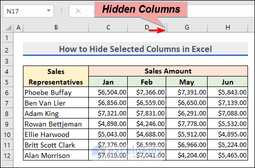 How To Hide Selected Columns In Excel 5 Useful Examples 