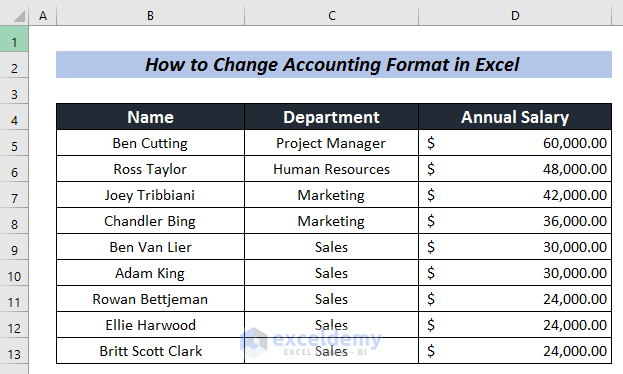 How To Change Accounting Format In Excel 