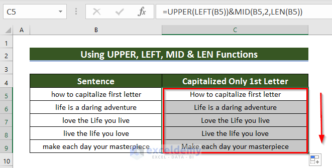 How To Capitalize First Letter Of Sentence In Excel 6 Suitable Methods 