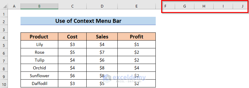 Hide Unused Columns In Excel