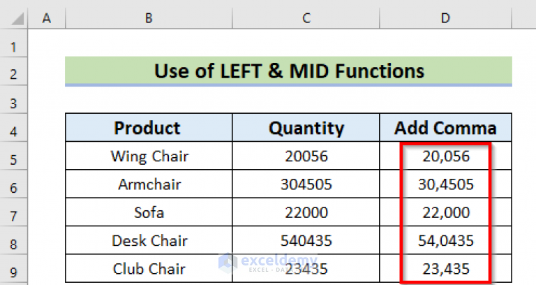 How To Put Comma After 2 Digits In Excel 9 Quick Methods 