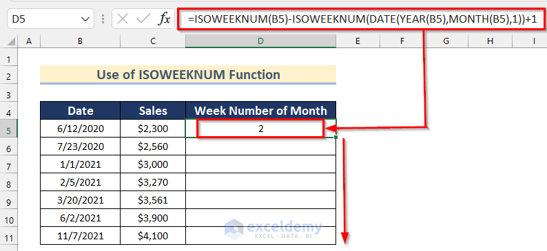 How To Convert Date To The Week Number Of The Month In Excel 5 Methods 