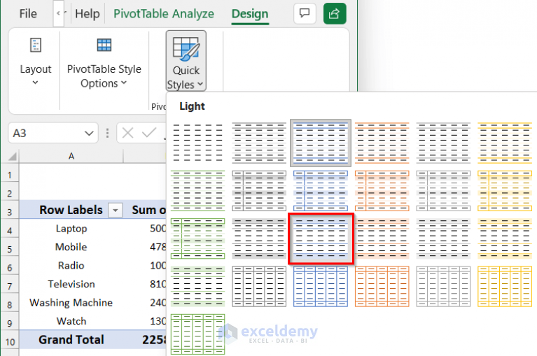 How To Remove Gridlines In Excel Pivot Table