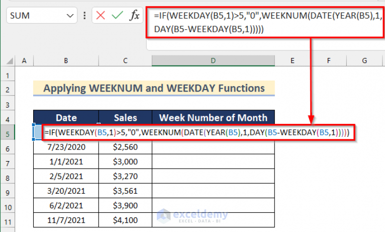 how-to-convert-date-to-week-number-of-month-in-excel-5-ways