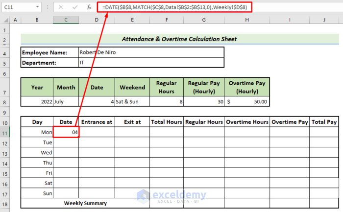 Attendance And Overtime Calculation Sheet In Excel ExcelDemy